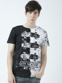 Huetrap - Mens Printed Round Neck White T-Shirt