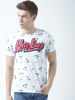 Huetrap - Mens Printed Round Neck White T-Shirt