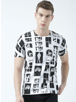 Huetrap - Mens Printed Round Neck White T-Shirt