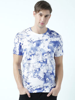 Huetrap - Mens Printed Round Neck White T-Shirt