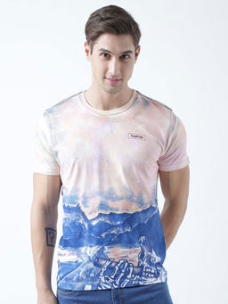 Huetrap - Mens Printed Round Neck White T-Shirt