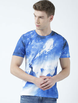 Huetrap - Mens Printed Round Neck White T-Shirt