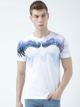 Huetrap - Mens Printed Round Neck White T-Shirt