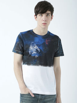 Huetrap - Mens Printed Round Neck White T-Shirt