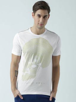 Huetrap - Mens Printed Round Neck White T-Shirt