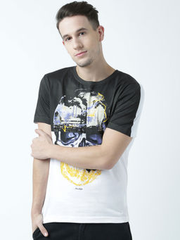 Huetrap - Mens Printed Round Neck White T-Shirt