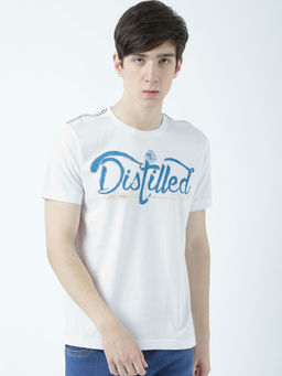 Huetrap - Mens Printed Round Neck White T-Shirt