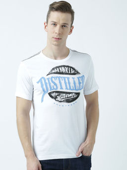 Huetrap - Mens Printed Round Neck White T-Shirt