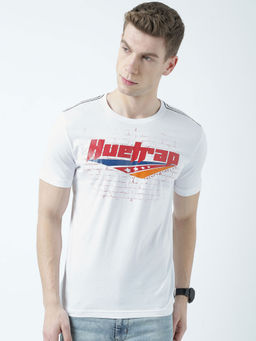Huetrap - Mens Printed Round Neck White T-Shirt