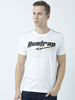 Huetrap - Mens Printed Round Neck White T-Shirt