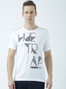 Huetrap - Mens Printed Round Neck White T-Shirt