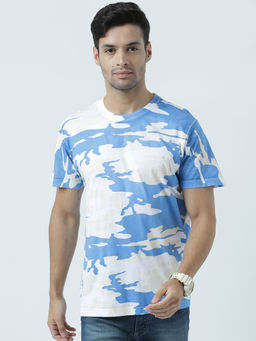 Huetrap - Mens Printed Round Neck White T-Shirt