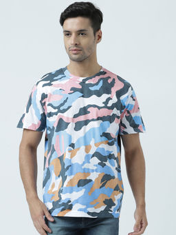 Huetrap - Mens Printed Round Neck White T-Shirt