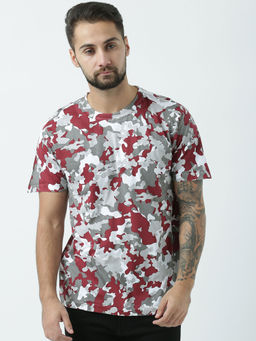 Huetrap - Mens Printed Round Neck White T-Shirt