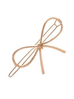 OOMPH - Gold Tone Delicate Hair Clips Hairpin Clamps In Bowtie Knot Shape