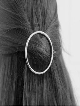 Fabula - Silver Tone Delicate Hair Clips Hairpin Hair Clamps In Round Geometric Shape