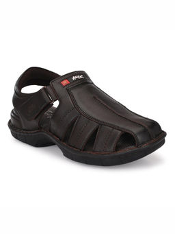 Hitz - Men's Brown Leather Comfort Sandals with Velcro Closure