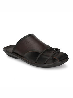 Hitz - Men's Brown Leather Indoor Outdoor Comfort Slippers
