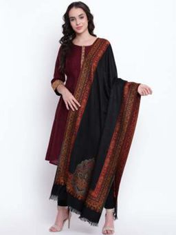 HK colours of fashion - Black Woven Design Shawl