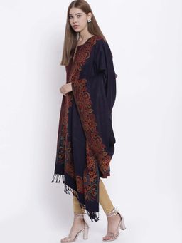 HK colours of fashion - Purple & Red Woven Design Shawl