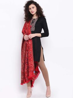 HK colours of fashion - Women Red Woven Design Shawl