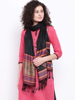 HK colours of fashion - Women Black Woven Design Stole