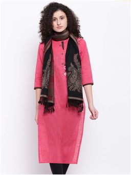 HK colours of fashion - Women Black & Beige Woven Design Stole