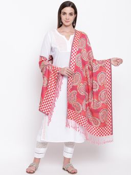 HK colours of fashion - Coral Viscose Wool Woven Stole