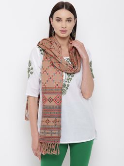 HK colours of fashion - Brown Viscose Wool Woven Stole