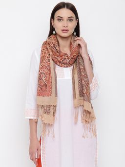 HK colours of fashion - Beige Viscose Wool Woven Stole