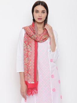 HK colours of fashion - Coral Viscose Wool Woven Stole