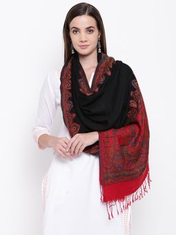 HK colours of fashion - Black Viscose Wool Woven Stole