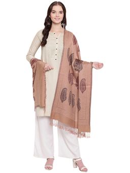 HK colours of fashion - Brown Viscose Wool Blend Woven Casual One size Stole