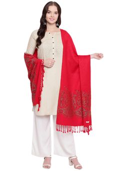 HK colours of fashion - Red Viscose Wool Blend Woven Casual One size Stole