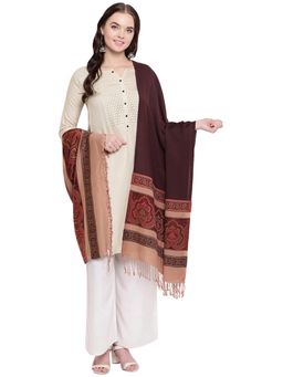 HK colours of fashion - Brown Viscose Wool Blend Woven Casual One size Stole