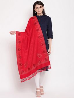 HK colours of fashion - Red Woven Liva Design Stole