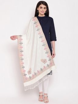 HK colours of fashion - Off White Woven Liva Design Stole