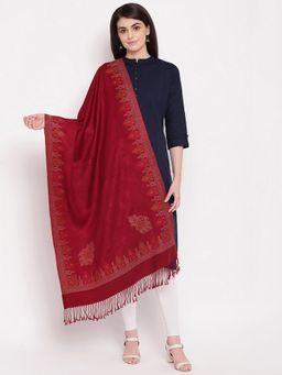 HK colours of fashion - Maroon Woven Liva Design Stole