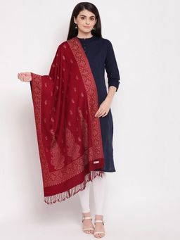 HK colours of fashion - Maroon Jacquard Stole
