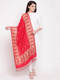 HK colours of fashion - Red Paisley Border Woven Stole