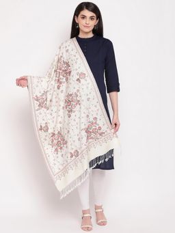 HK colours of fashion - Off White Floral Motifs Woven Stole