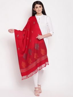 HK colours of fashion - Red Self Design Woven Stole