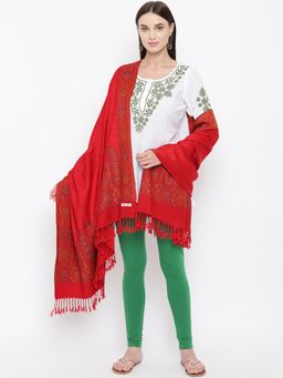 HK colours of fashion - Red Viscose Wool Woven Shawl