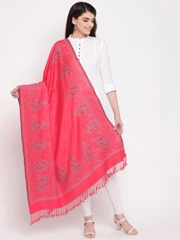 HK colours of fashion - Coral Paisley Embroidered Shawl