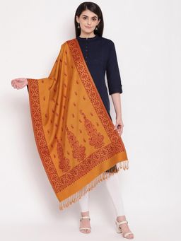 HK colours of fashion - Mustard Self Design Woven Stole