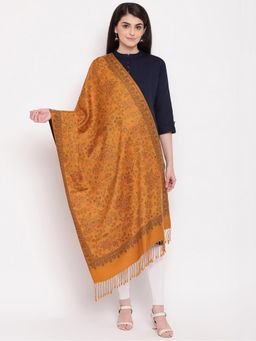 HK colours of fashion - Mustard Self Design Woven Stole
