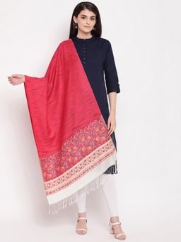 HK colours of fashion - Coral Multicolour Self Design Stole