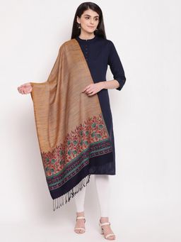 HK colours of fashion - Mustard Multicolour Self Design Stole