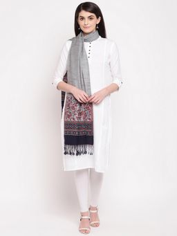 HK colours of fashion - Grey Multicolour Self Design Stole