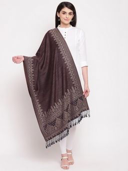 HK colours of fashion - Coffee Brown Woollen Designer Stole